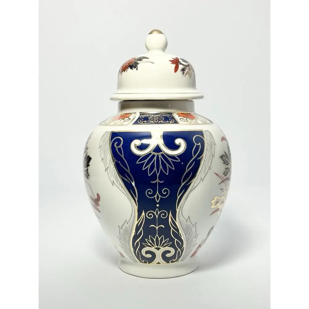 1980s Vintage Japanese Imari 4-Piece Home Decor Set Ginger Jar Picture Frame Box